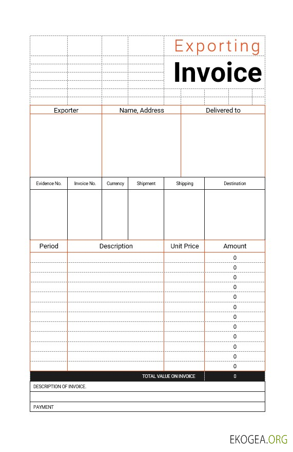 Modèle de facture d'exportation commerciale